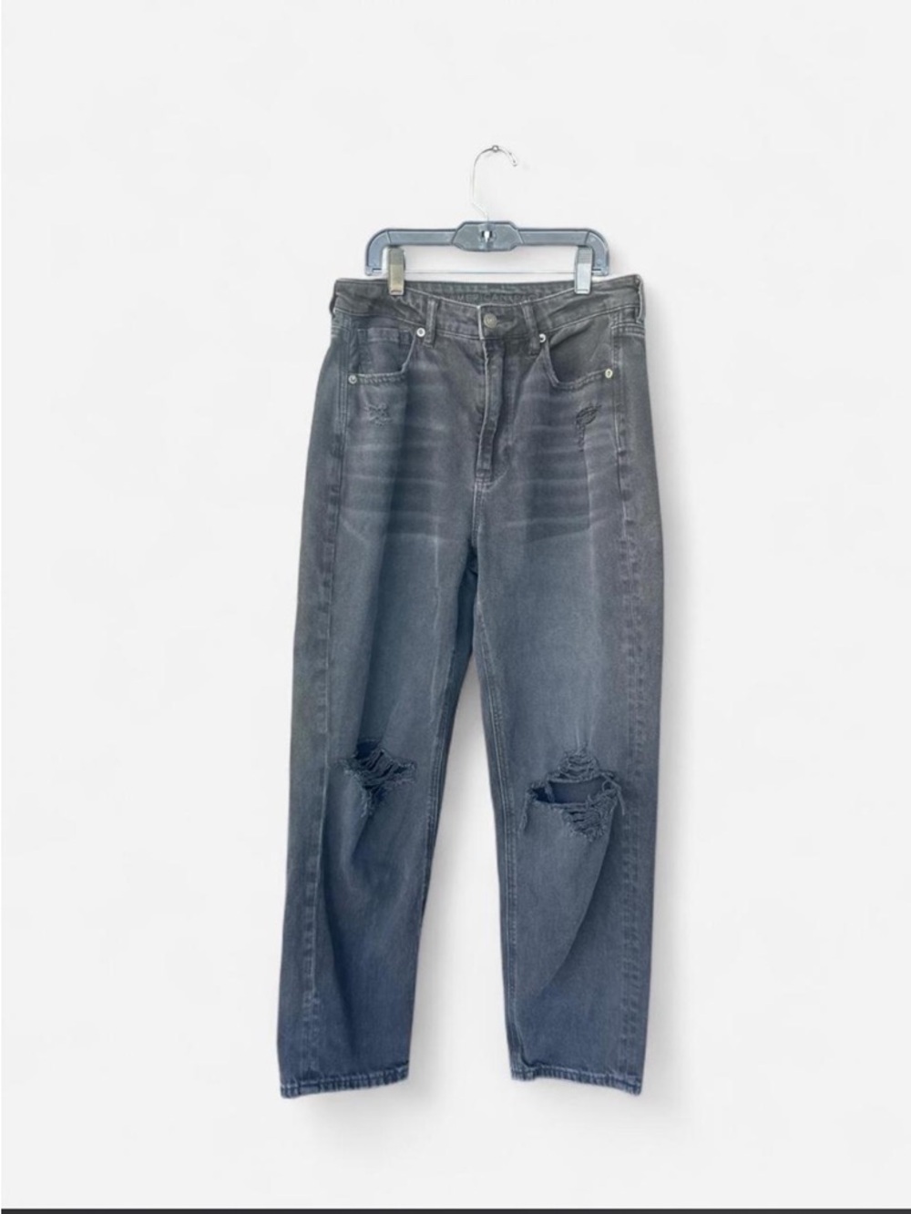 High-Rise Distressed Women's Jeans in washed  black
